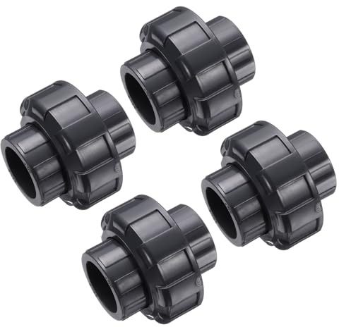 QUARKZMAN Raccords De Tuyaux En PVC Union 3/4 Raccord D'Union À Glissement Adaptateur De Qualité Meuble Pour Tuyau D'Arrosage Piscine Plomberie Extérieure Gris Foncé 4Pcs