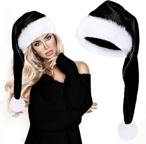 Tktouci Gorro De Santa 75 Cm Largo,Gorro De Terciopelo Suave Para Adultos | Accesorio Unisex Para Fiestas De Invierno Fotos Carnival Celebración Festival Año Nuevo