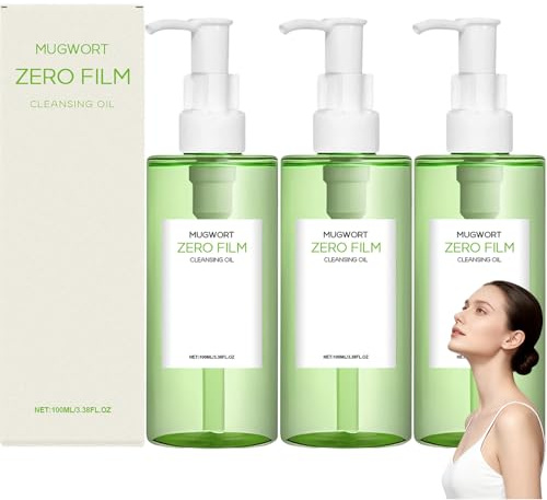 Mugwort Zero Film Cleansing Oil, Purifying Oil Cleaner, Natural Facial Oils Cleanser, Deep Cleansing Oils for Face, Återfuktande Oi/l Cleanser, Daily Makeup Blackhead Removal No Pore Clogging (3 st)