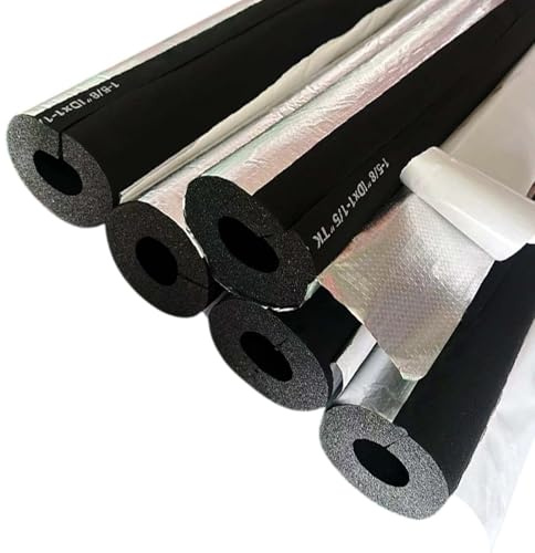 Flexibel Frostschutz Isolierschlauch, Kautschuk Rohrisolierung ID 16-219mm, Schaumstoffschlauch Aus Aluminiumfolie für Griffgriffstütze Heißes Und Kaltes Wasser((ID)43MM x (TK)20MM x (L)0.95M)