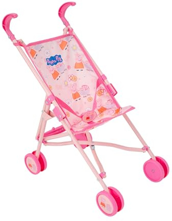 Peppa Pig Single Stroller | Childrens Toy Buggy in Peppa Pig Pattern | Childrens Baby Doll Stroller Toy Umbrella Fold Stroller | Role Play Toy Dolls Buggy Pushchair | Ages 3+