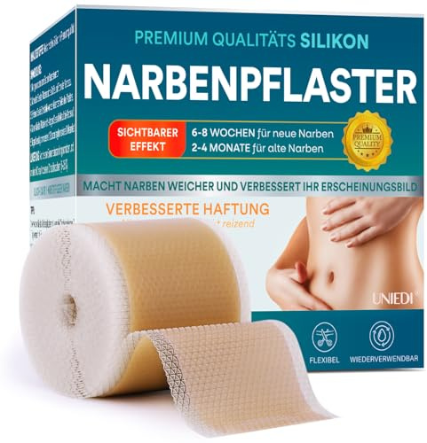 Narbenpflaster, Narbenroller(4cmx300cm) Narbenpflege, Silikonpflaster für Narben, Silikon Narbenpflaster für C-Sektion, Operationen, Verbrennungen, Keloid, Akne