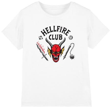 Stranger Things Stranger Things Hellfire Club Kids T Shirt, White T-Shirt Mixte Enfant (Lot de 1)