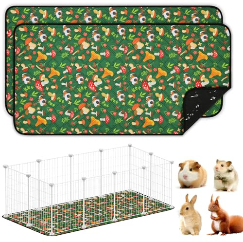 AUYAO Marsvin burfoder marsvin sängkläder vattentät marsvin filt återanvändbar kissdyna för husdjur absorberande sovmatta, dyna halkfri låda, sängkläder för små djur, hamster, kanin kanin (2 st grön)