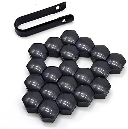 JALILAN 20pcs Cache-Écrous de Roue pour Porsche Cayenne | Typ 9PA | Bj. 2002-2010, Capuchons Boulons avec Outil, Protection Vis Hexagonale pour Jantes Alu Auto,Black- 19mm