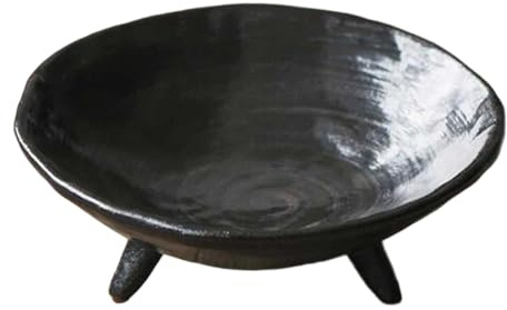 predolo Coupe à fruits en céramique à 3 pieds, plat sur piédestal, plateau de service, panier décoratif pour amuse-gueules et desserts, assiette sur pied pour, Café Diamètre 10.5 Cm