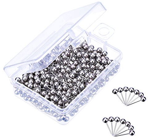 Landkarte Pinnadeln mit 1/8 Zoll Kopf und Stahlspitze, 400 Stück (Silbern)