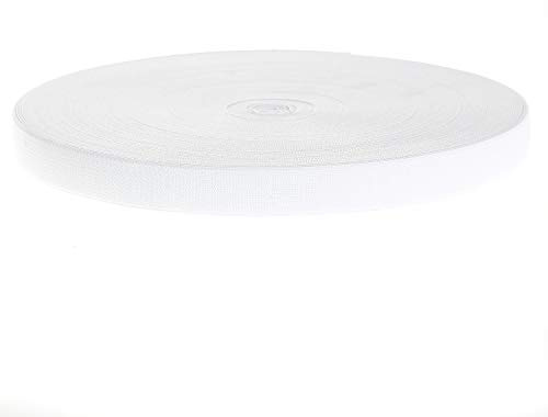 TUKA 40 Mètre x 20mm Elastique Plat à coudre, Élastique Bandes de Ruban pour vêtements personnalisés et articles de bricolage Artisanal, 40 mètres de Longueur, 20mm de Large, Blanc TKB5005-white