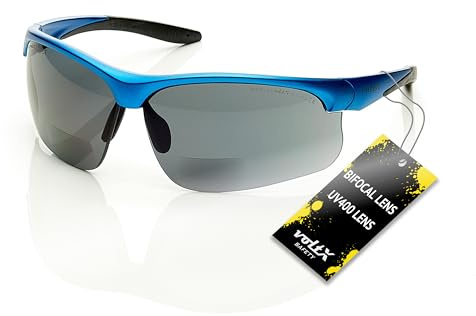 voltX ULTIMATE SPORTS Gafas Seguridad Bifocales | Montura azul. Certificadas CE EN166FT. Lentes UV400 antivaho. Bolsa de microfibra incluida.