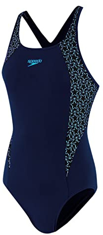 Speedo, Boomstar - Costume Intero Donna, Asciugatura Rapida, Costume da Piscina Donna, Colore Nero/Turchese, Taglia 38