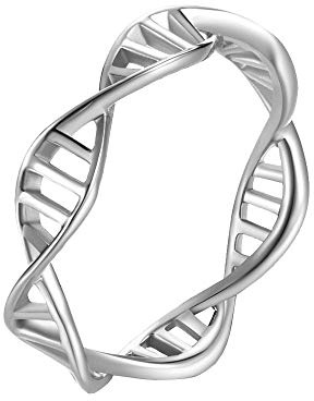 OAKKY Creativo DNA Molecola Twist Corda Doppia Elica Anelli Donna Acciaio Inossidabile Acido Desossiribonucleico Argento Taglia 19