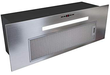 GLOBALO Dunstabzugshaube, Einbauhaube für Küche, Flachlüfter, Fettfilter, Unterbauhaube mit Beleuchtung, Einbaubreite 80 cm, 4 Leistungsstufen, Edelstahl, Agendero 80.2 Inox