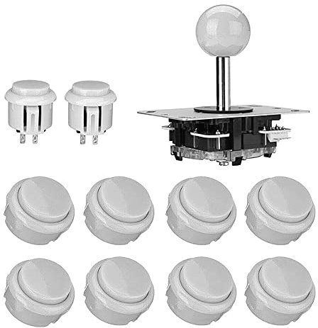 Juegos de Arcade Controlador Joystick Kits, ABS Zero Delay Game Joystick Arcade Botones para PC Windows MAME Pi (Blanco)