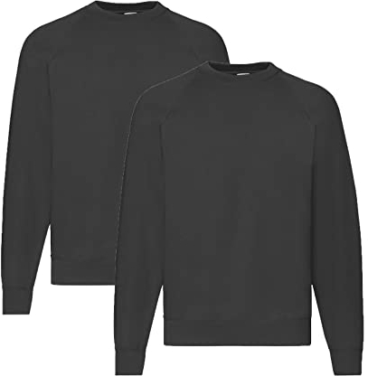 Fruit of the Loom Herren, Sweatshirt, Raglan Sweatshirt 3XL, 2X Schwarz + 1 HL-Kauf Notizblock