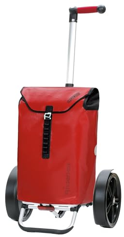 Andersen Carro de Compra Tura Aluminio Plegable con Rueda de rodamiento de Bolas Ø 29 cm y 49 litros Bolsa Ortlieb Rojo