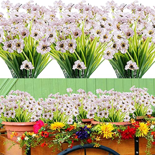12 Piezas Flores Artificiales Exteriores Flor Falsas Arbustos Verdes Resistentes a Los Rayos UV Plantas No Se Decolora Plantas Plástico en Exterior Interior Decoración de Jardín Ventana Porche Cocina