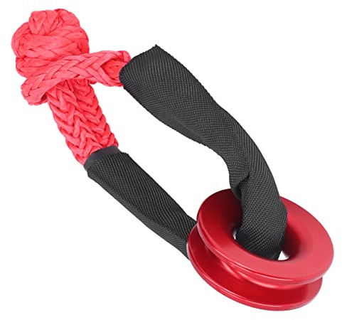 Soft Schäkel, Recovery Ring Kit, Synthetischer Soft Schäkel Seil, Aluminiumlegierung Reißring für ATV, UTV, SUV, Truck (rot)