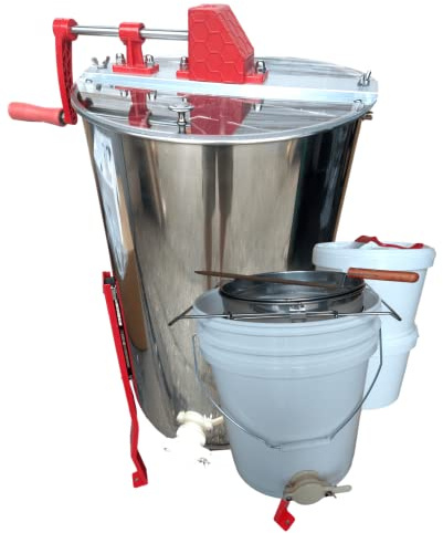 Beekeeping Supplies UK Ltd - Honey Processing Kit - 3 Frame Manual Extractor with 20L Settling Tank, 2 x 30lb Buckets and Uncapping Tools