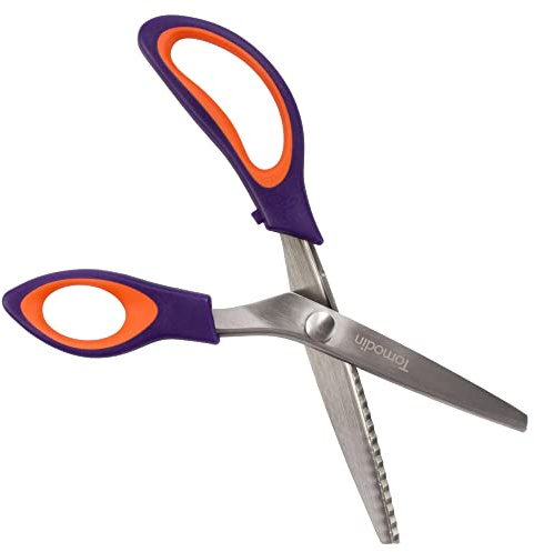 JubileeYarn Professionelle Zackenschere – 24,1 cm gezahnter Edelstahl – Violett & Orange – 1 Paar