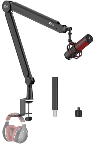 IXTECH Mikrofonarm für Rode Shure Sm7b Blue Yeti Hyperx Quadcast Gaming Mikrofon Halterung Mikrofonständer Tisch für Universelle Studio Mic Podcast Streaming Standmikrofon Boom Arm,Valiant-Pro