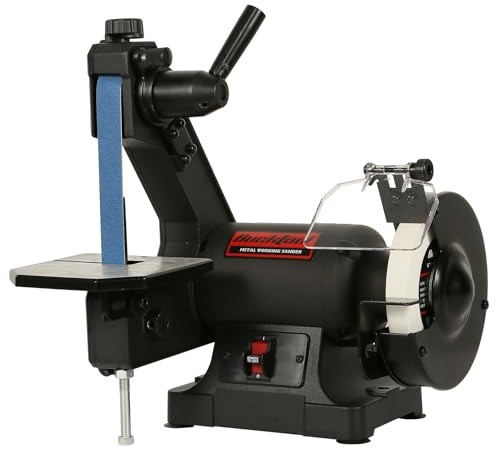 Bucktool Low Speed Bench Belt Grinder Combo, 2.1A 1x30 inch Belt & 6 inch Grinder, 1/3 HP Low Speed Bench Belt Disc Sander Combo for Knife Making, Sharpening, Woodworking, Metalworking