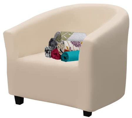 FIGOOO Sesselbezug Clubsessel Stretch Schonbezug für Cocktailsessel 1 Stück Sesselschoner Abnehmbarer Waschbarer Sesselhussen Sesselüberwurf für Einzelsofa,Beige