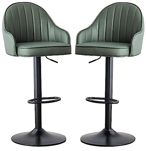 Barhocker Barstuhl Barhocker Aus PU-Leder, 2er-Set, Verstellbare Thekenhocker, Drehbare Barhocker Mit Rückenlehne, Barhocker Für Küche, Pub Barstühle Barsessel ( Color : Grün , Size : 45*45*113cm )