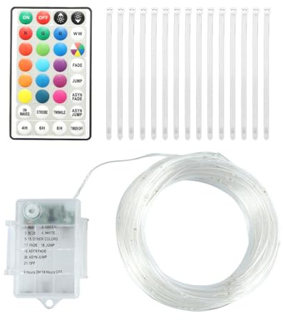 Lichterkette Batterie, 12M 120 LED Fairy Lights, IP67 Wasserdicht Lichterketten Draht mit Fernbedienung 7 Modi für Innen Außen Trampolin Party Hochzeit Weihnachten Deko(Batterie Nicht enthalten)