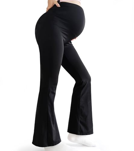 Bestele Maternity Leggings Over Bump,Women's Maternity Pants Pregnancy Buttery Soft Leggings Flare