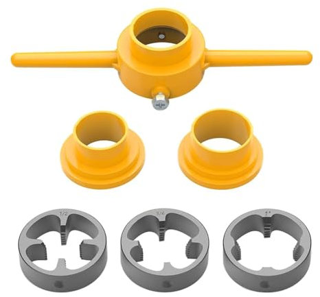 Clyictz PVC-Gewindeschneider-Set, Rohreinfädler, Sanitär-Werkzeug-Set, rund, mit 3 Stanzformen, 0,6 cm, 1,9 cm und 2,5 cm NPT-Schneideisen-Set, 6 Stück