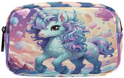 Rosa Cartoon-Einhorn Federmäppchen Federtaschen Mäppchen Große Kapazität Schlamperbox Kosmetik Make-up Tasche für Jungen Mädchen Schule Schüler