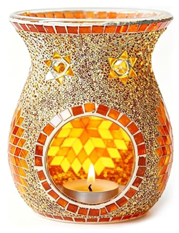 Oriental riverkit Duftlampe Teelicht, Glas Duftlampe Ätherisches Öl, Orange | Aromatherapie Aroma Diffusor, Teelichthalter, Heimdekoration für Tischdekoration, Einweihungsparty