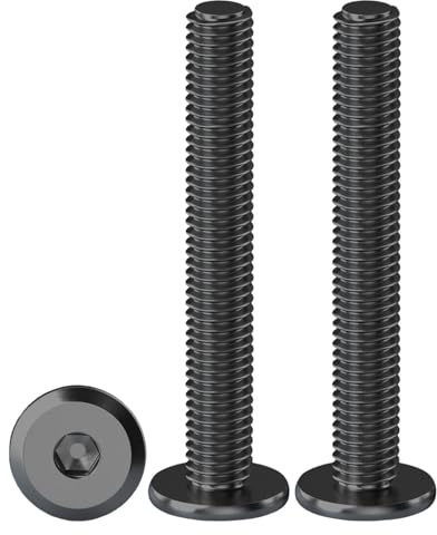 Drenky Viti di Connessione per Mobili, M6 X 50 mm 20 Pezzi Testa Piatta Acciaio Inox A2 V2A, Semicircolare con Esagono Incassato, Nere