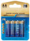 Pila alcalina Tipo AA (LR6) 1,5 V, Paquete de 4 Unidades, Ideal para Dispositivos electrónicos, Juguetes y Control Remoto.