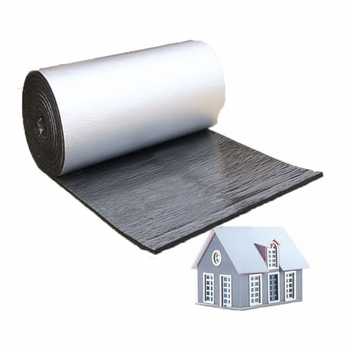 ZXCVBNAS Selbstklebende Aluminiumfolienisolierung,selbstklebend Kautschuk Isoliermatte,wärmereflektierender Thermoschaum,wärmedämmende Baumwollschicht, for Dach, Wintergarten(15MM(THK),7m²)