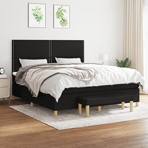 Juroupi Boxspringbett mit Matratze Betten Mit Matratze Schlafzimmer Bett Boxspringbett Mit Matratze Schwarz 160x200 cm Stoff - 3137087