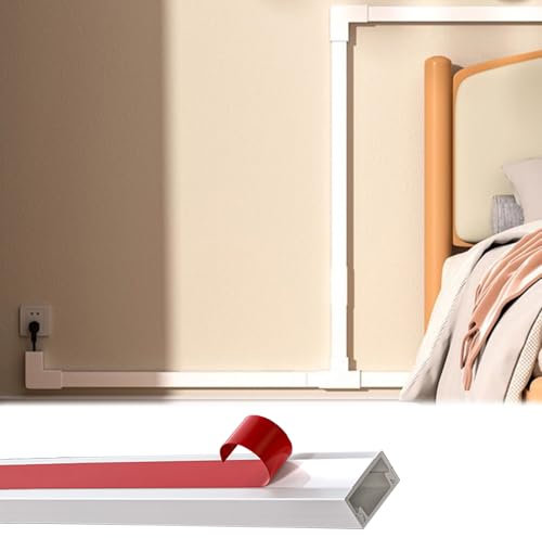 canalina passacavi Muro 1 Metro di Lunghezza Canalina per Cavi Bianco, Autoadesivo Canale Passacavi E Kit di Gestione dei Cavi per TV/Altoparlanti/Monitor, Copricavi A Prova di Gatto(Holds 2 Wires)
