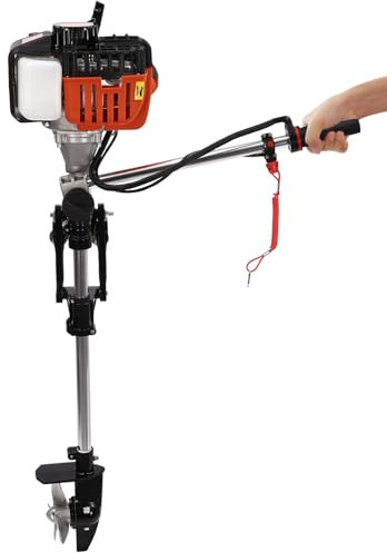 Utombordsmotor, 2-takts 2,5 hk elektrisk utombordsmotor, 1,82 KW luftkylning båtmotor 52 cc 8500 rpm, för små båtar under 9,8 fot