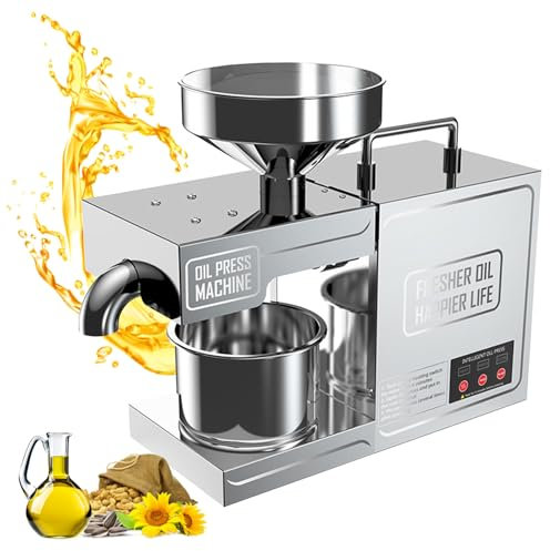 Cplsntaeam Automatic Oil Press Hot/Cold Oil Extraction Machine, Essential Oil Press Machine, Commercial Oil Press Machine for Peanut Flax Seed Perilla Sunflower Sesame