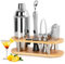 FoiiLiio 12 Piezas Juego de Coctelera, 750 ml, Coctelera Profesional para Cócteles, Coctelera Kit de Cócteles Edelstahl con Soporte de Bambú para Bar, Casa, Elección, Set Coctelería