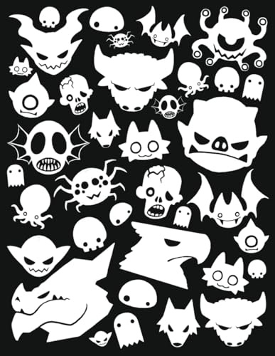 Lil' Monsters Fantasy Creature Notebook: Black and White Interior with White Lined Paper, 8.5 X 11, 120 Pages