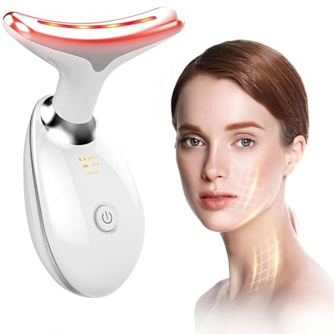 Queath Dispositivo di Bellezza Antirughe, Impacco Caldo a 45 ℃ Terapia Della Luce Massaggiatore Viso EMS lifting del Collo Rassodante per Tonificare il Viso,per Tonificare il Viso con 3 modalità