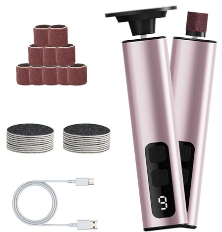 Hornhautentferner Elektrisch,2 in 1 Elektrischer Hornhautentferner mit 9 Einstellbare Geschwindigkeit, SOARFLY Hornhaut Entfernen Fuß für Tote Harte Haut, zur Fuß Handpflege (Roségold)