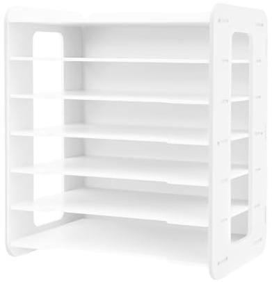 Dokumentenablage A4, 7 Ablagefächer Schubladenbox PVC Briefablage Schreibtisch Organizer Ablagesystem Dokumentenhalter für Büro Arbeitszimmer Schule Office 34x25x39cm Weiß