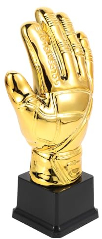Trophée Guant d'Or Portiere Calcio, Coppa Premiazione Tornei Amatoriali | Oggetto Decorativo in Plastica Dorata, Simbolo Eccellenza e Motivazione per Gare Scolastiche