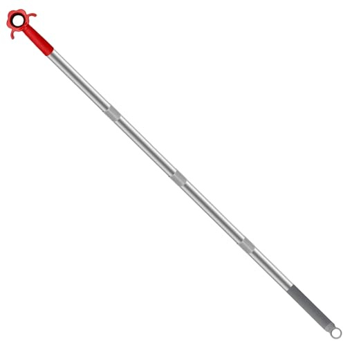 Fenstergriff Verlängerung mit Stockhaken für Dachfenster - Rundhaken mit Anti-Rutsch-Effekt – 120cm Fensteröffner Stange mit Haken, 4-Teilige Dachfenster Stange, Edelstahl Stange mit Haken
