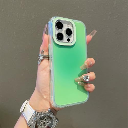 MVVKKY Coque de Protection Double Couche dégradée pour iPhone 14, Protection Antichoc pour Appareil Photo avec Objectif Grand Angle (pour iPhone 14/Vert)