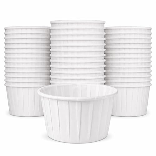 CaterCo 1oz Paper Soufflé Cups – 1000 pack - 30ml White Portion Pots for Sauces, Condiments, Dips, Samples & Medicine – Waxed Paper Ramekins, Sauce Cups for Catering, Kitchen & Food Use