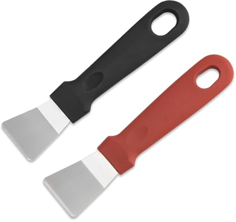 2 Pieces Scraper for Cleaning, Scraper for Ovens, Induction Hob, Stoves, Freezer Stainless Steel Scrapers Corner Seam Cleaning Tools Putty with Plastic Handle for Kitchen 15.3 * 3.4cm/6.02 * 1.34inch