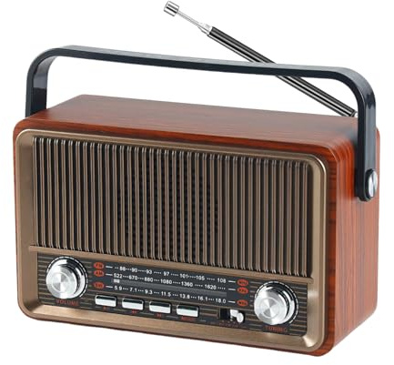 Retro Radio, AM FM Portable Vintage Radio Bluetooth Speaker
